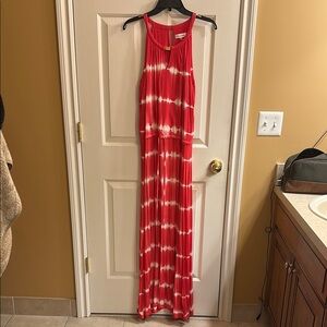 Pink and White Tie-Dye Maxi Dress